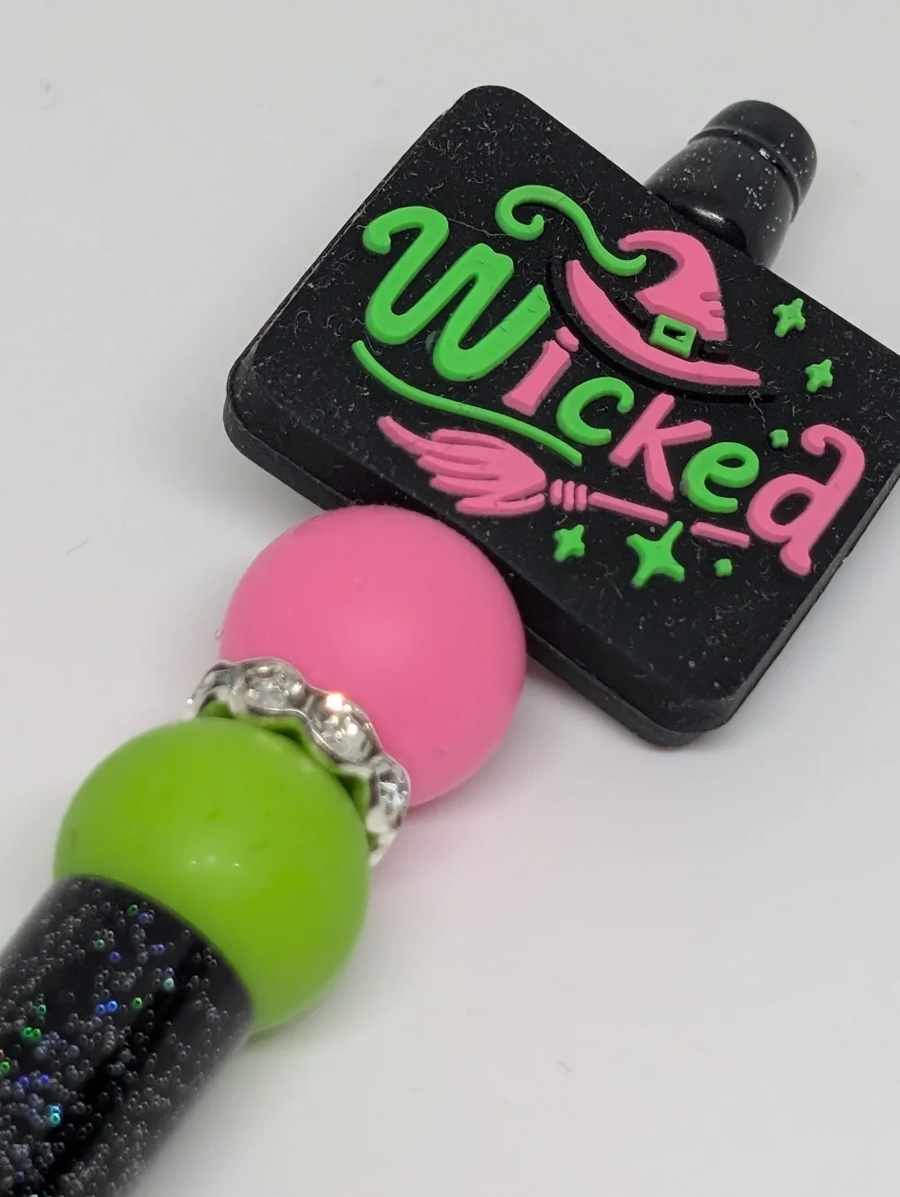 Handmade Glitter Wicked Beaded Silicone Focal Bead Pen